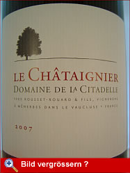 DOMAINE DE LA CITADELLE,LE CHÂTAIGNIER 2007 Côtes du Luberon - Etikette der Vorderseite